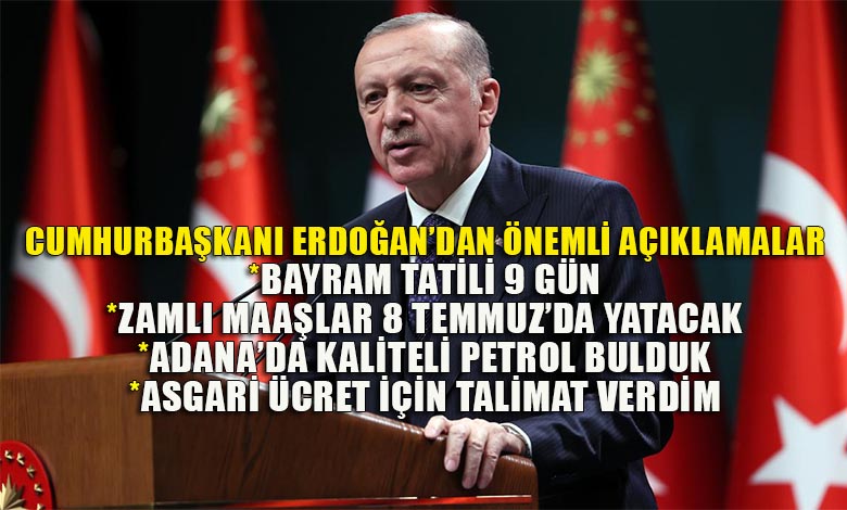 Cumhurbaşkanı Erdoğan Bayram Tatilini 9 Gün Olarak Açıkladı