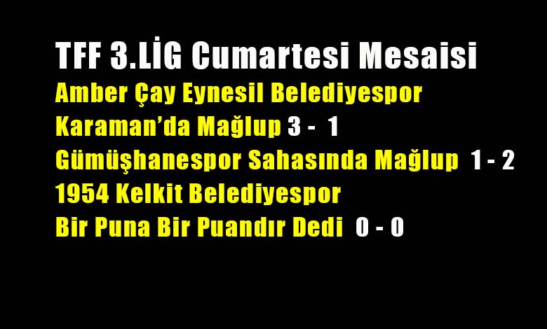 TFF 3.Lig Cumartesi Mesaisi